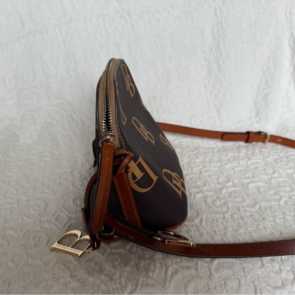 Dooney & Bourke Monogram Domed Brown and Tan Crossbody Bag - Picture 5 of 13